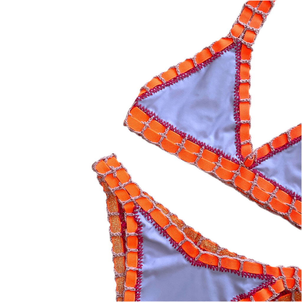 Bikini artesanal Persa Naranja & Lavanda - GALATEA SWIMWEAR