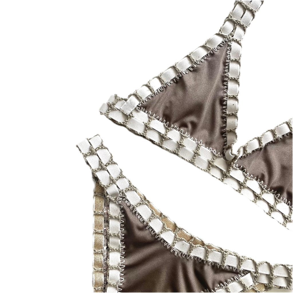 Bikini artesanal snake pink & cement - GALATEA SWIMWEAR