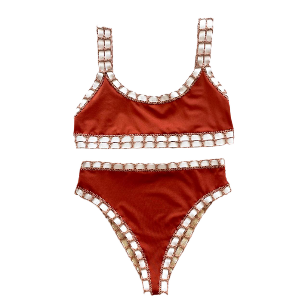Bikini artesanal TOP SPORT Te chai & cedron - GALATEA SWIMWEAR
