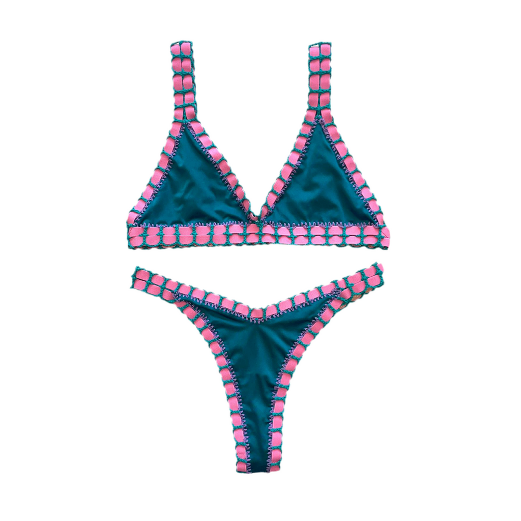 Bikini artesanal Peacock & esmerald - GALATEA SWIMWEAR