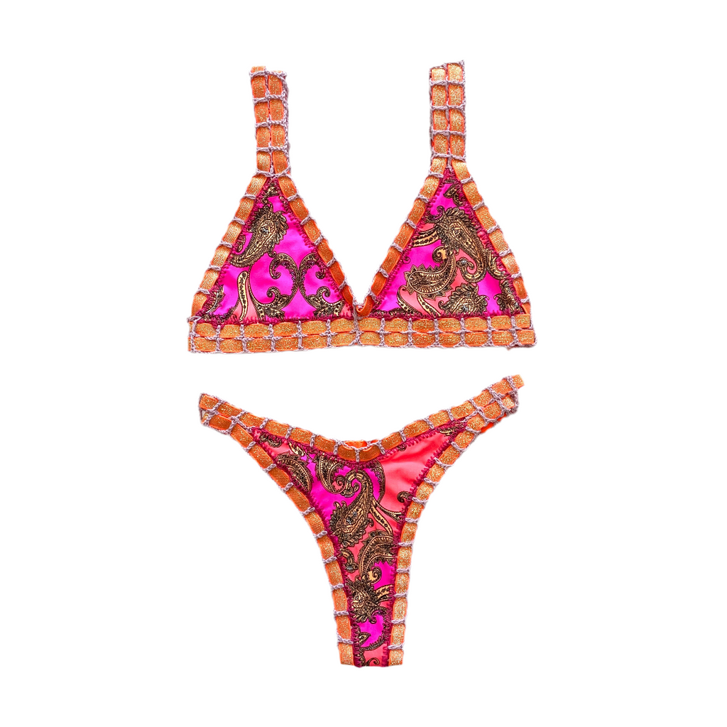 Bikini artesanal Persa Naranja & Lavanda - GALATEA SWIMWEAR