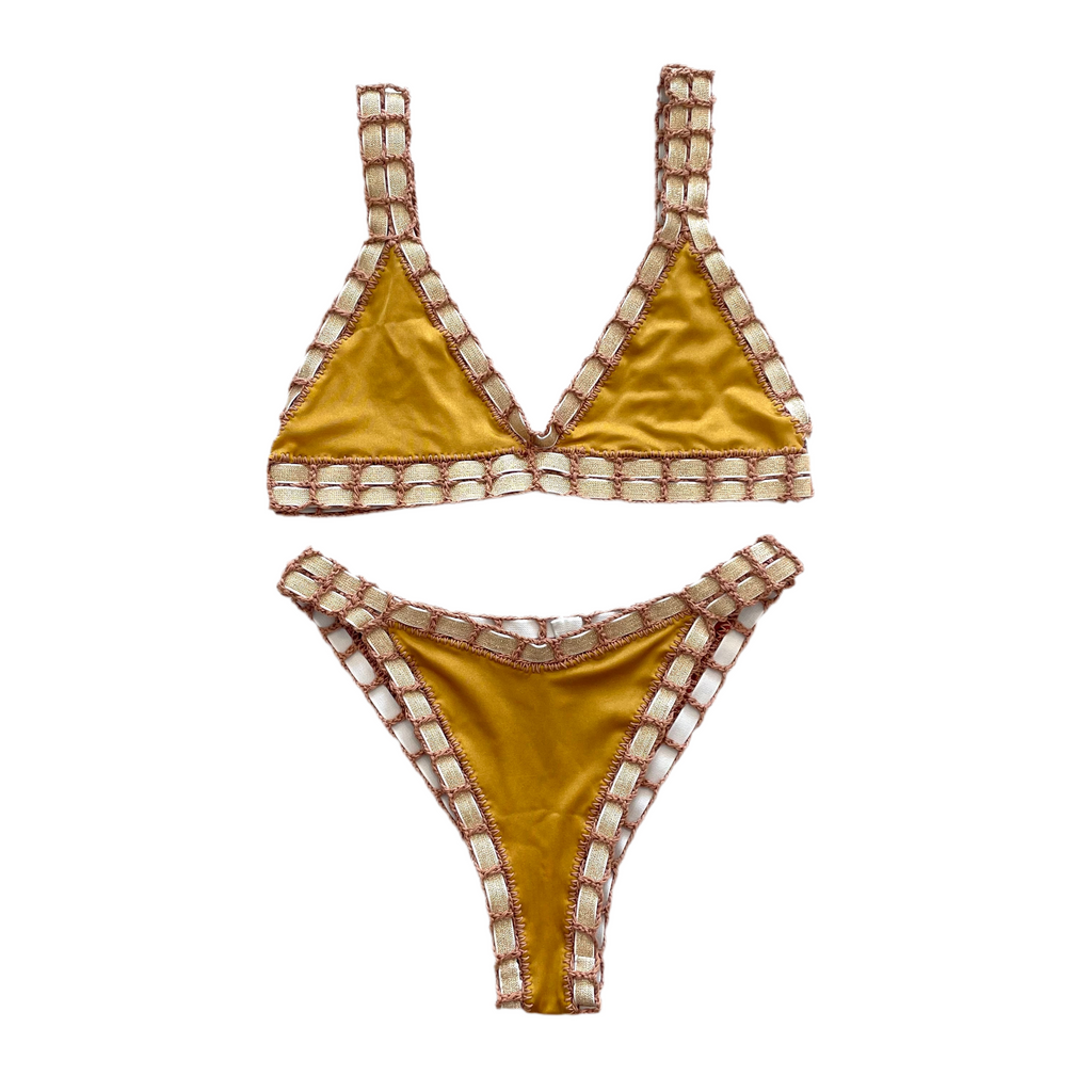 Bikini artesanal triangulo Te chai & cedron - GALATEA SWIMWEAR