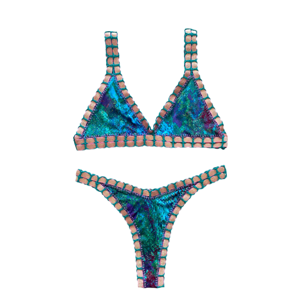 Bikini artesanal Peacock & esmerald - GALATEA SWIMWEAR