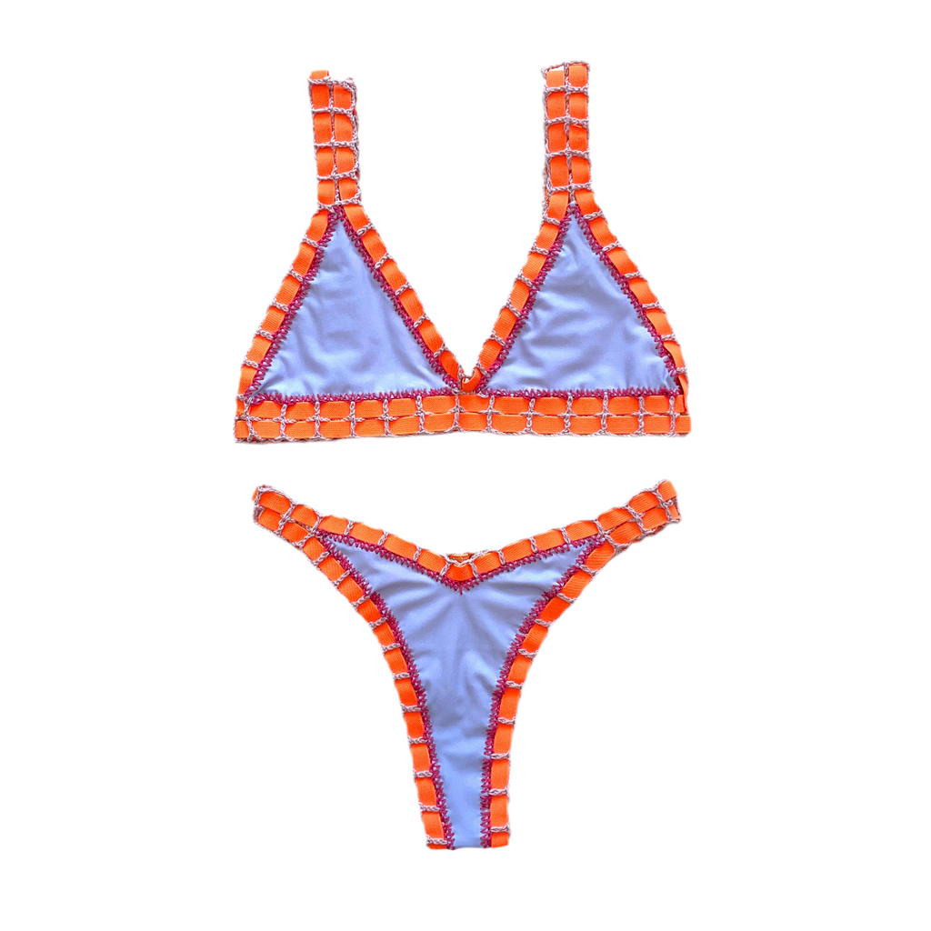 Bikini artesanal Persa Naranja & Lavanda - GALATEA SWIMWEAR