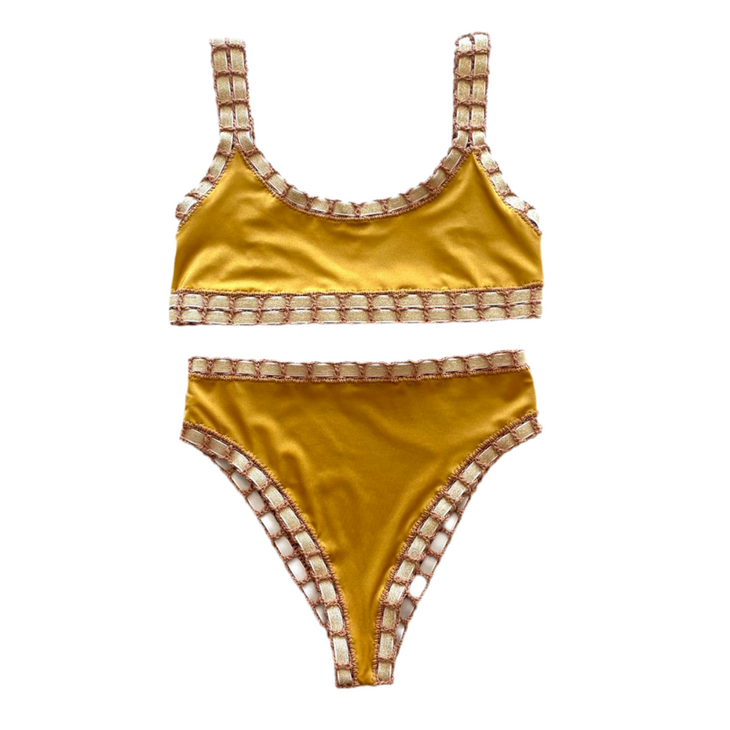 Bikini artesanal TOP SPORT Te chai & cedron - GALATEA SWIMWEAR