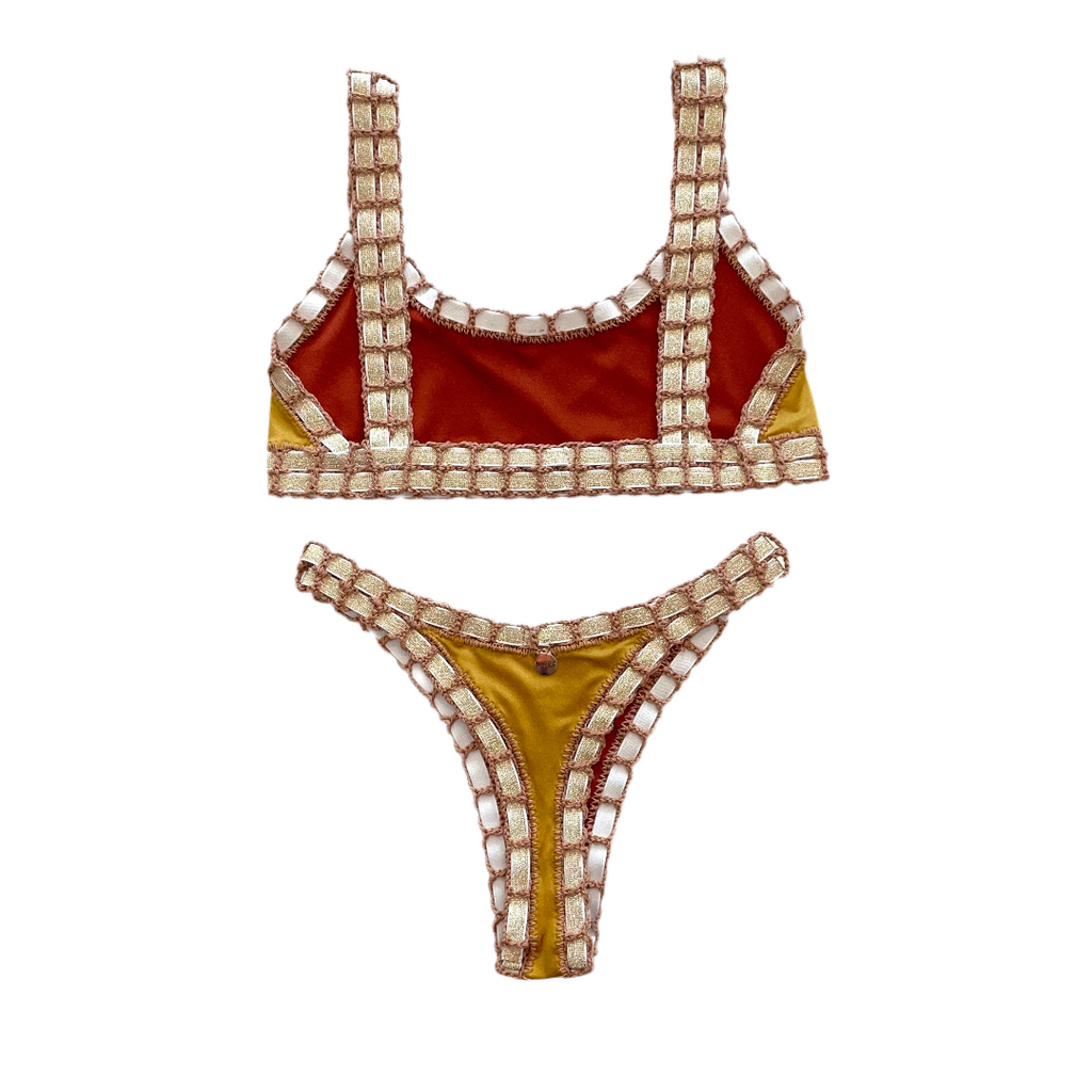 Bikini artesanal TOP SPORT Te chai & cedron - GALATEA SWIMWEAR