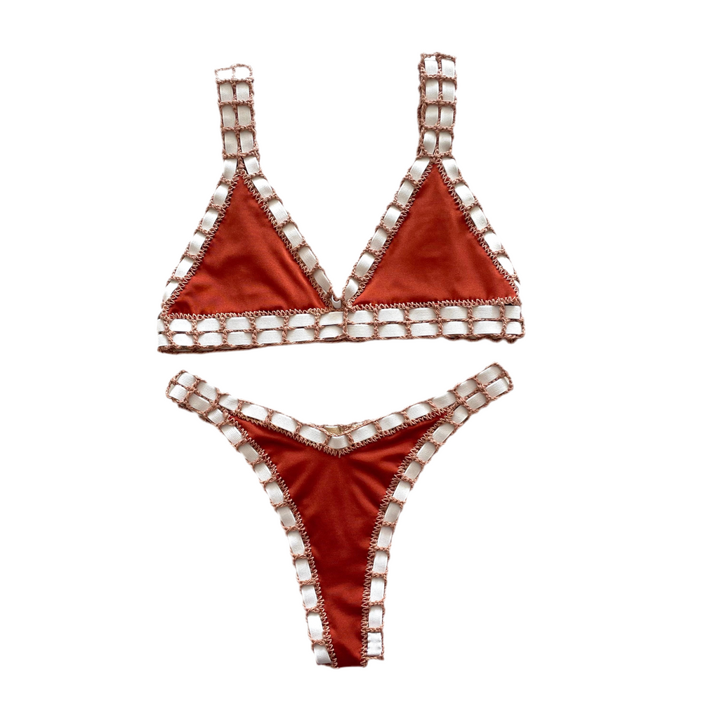 Bikini artesanal triangulo Te chai & cedron - GALATEA SWIMWEAR