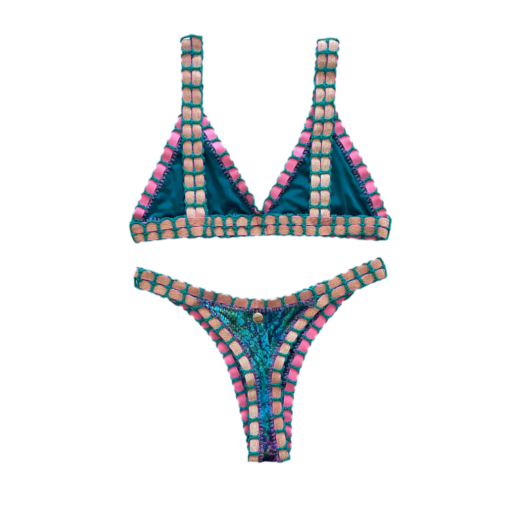 Bikini artesanal Peacock & esmerald - GALATEA SWIMWEAR