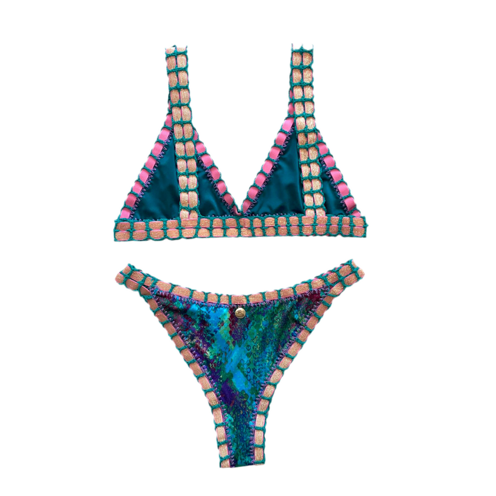 Bikini artesanal Peacock & esmerald - GALATEA SWIMWEAR
