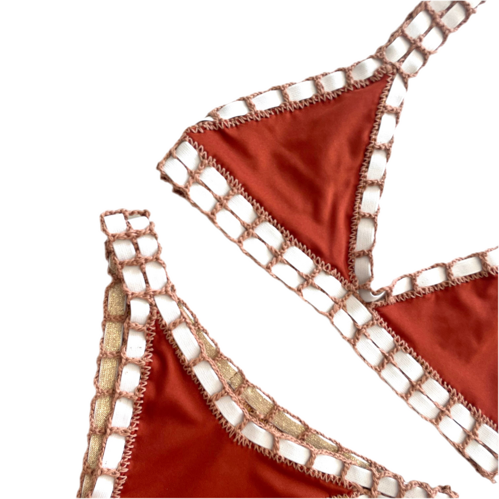 Bikini artesanal triangulo Te chai & cedron - GALATEA SWIMWEAR