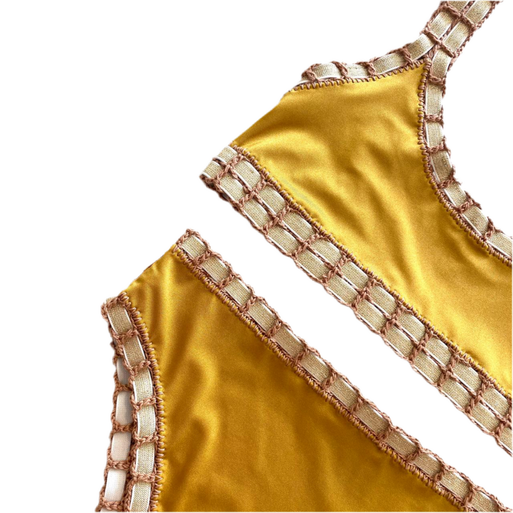 Bikini artesanal TOP SPORT Te chai & cedron - GALATEA SWIMWEAR