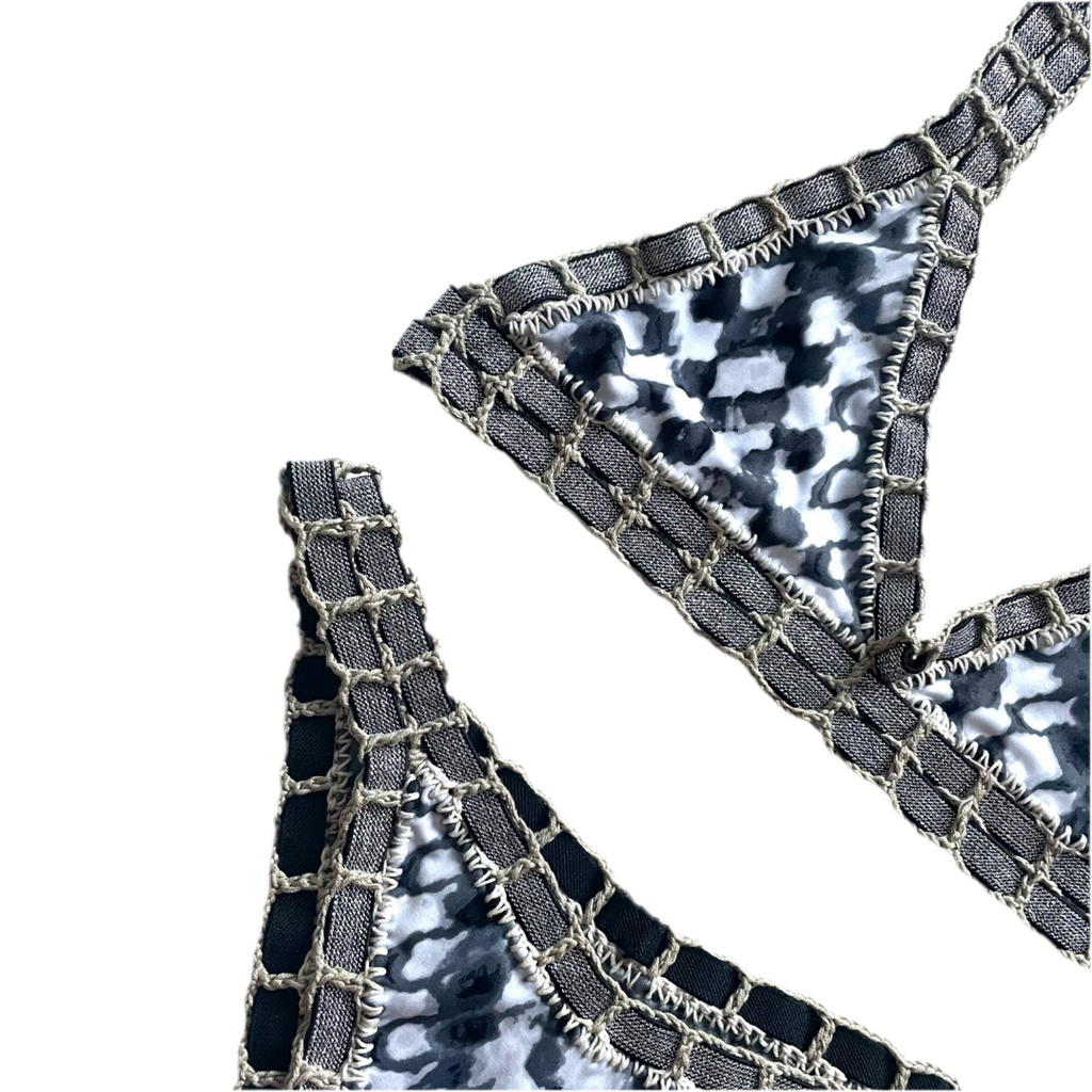 Bikini artesanal batik gris & oxford wet - GALATEA SWIMWEAR