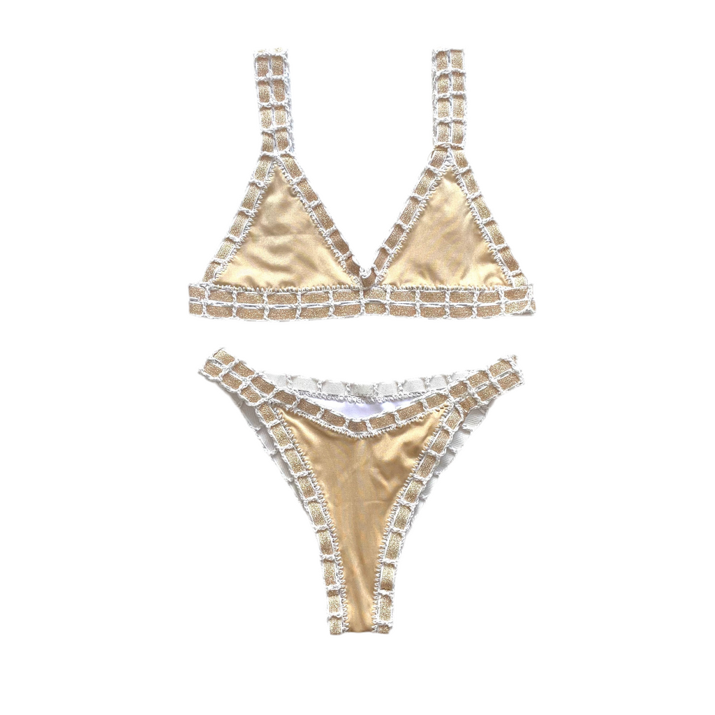Bikini artesanal Sand & white - GALATEA SWIMWEAR