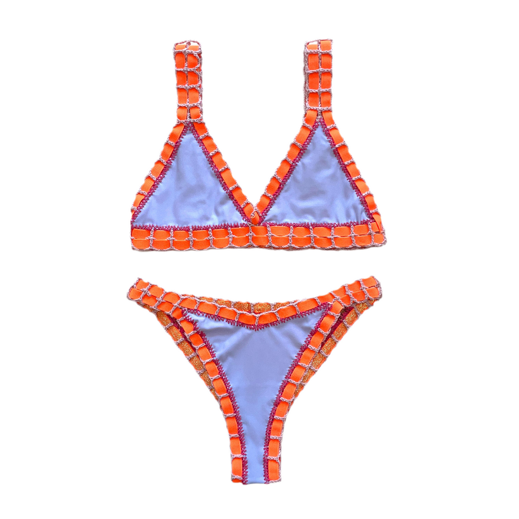 Bikini artesanal Persa Naranja & Lavanda - GALATEA SWIMWEAR
