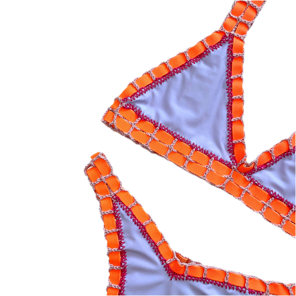 Bikini artesanal Persa Naranja & Lavanda - GALATEA SWIMWEAR