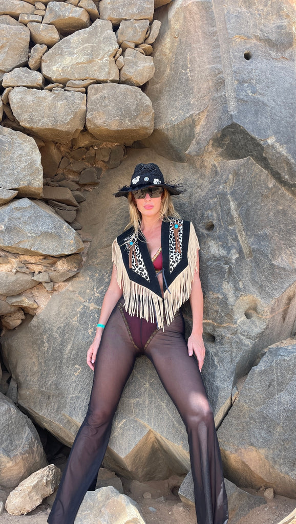 Pantalón flare mesh - GALATEA SWIMWEAR