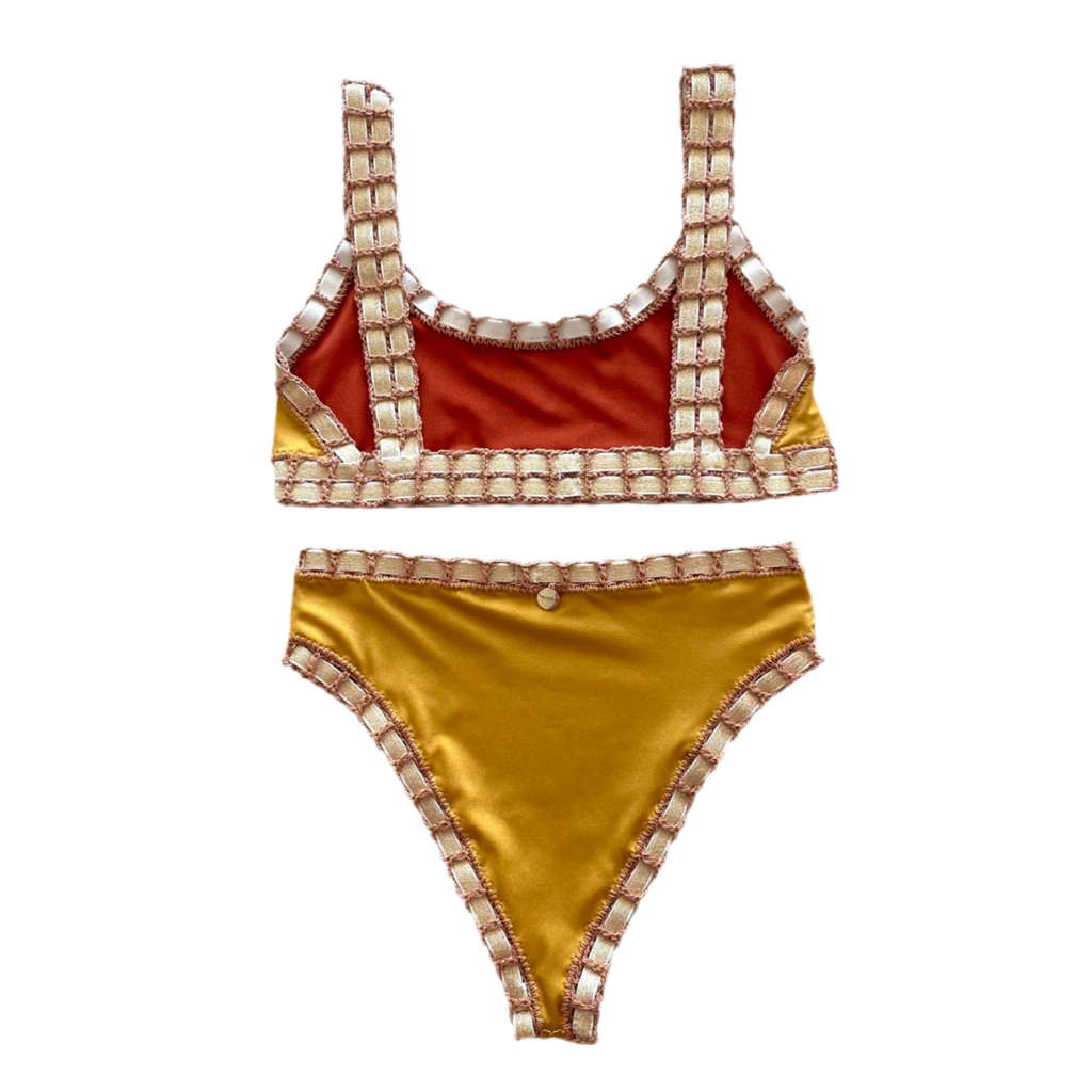 Bikini artesanal TOP SPORT Te chai & cedron - GALATEA SWIMWEAR