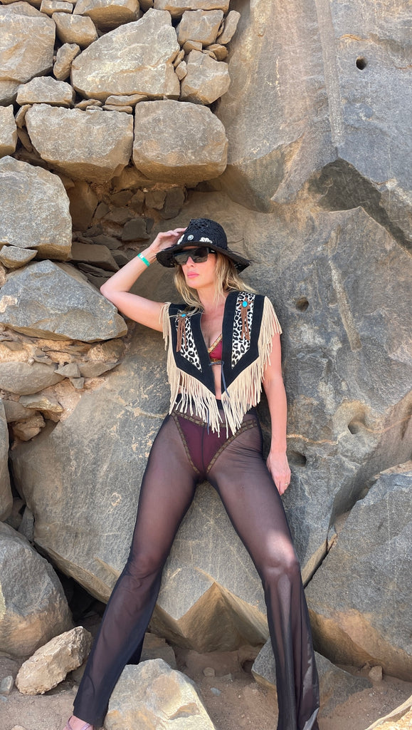 Pantalón flare mesh - GALATEA SWIMWEAR