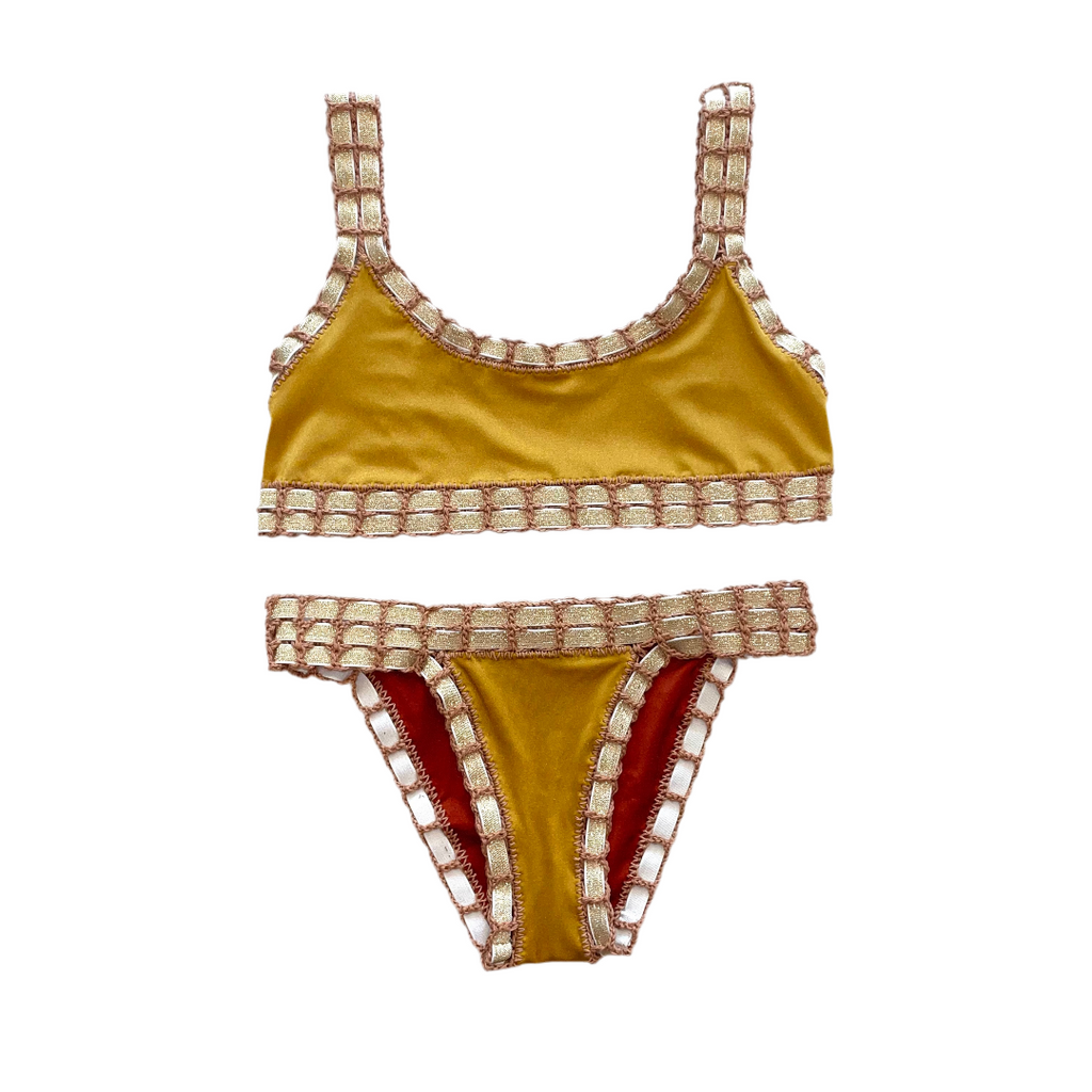Bikini artesanal TOP SPORT Te chai & cedron - GALATEA SWIMWEAR