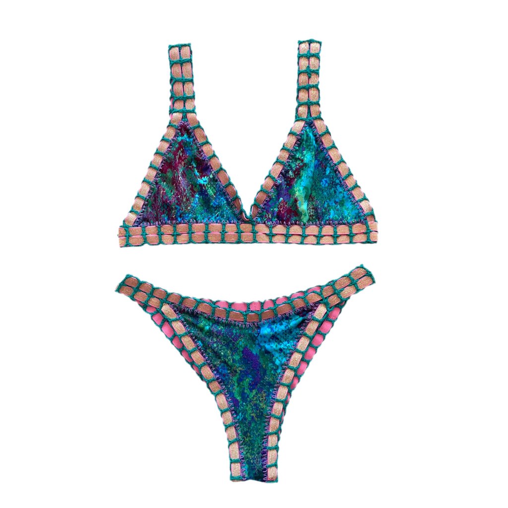 Bikini artesanal Peacock & esmerald - GALATEA SWIMWEAR