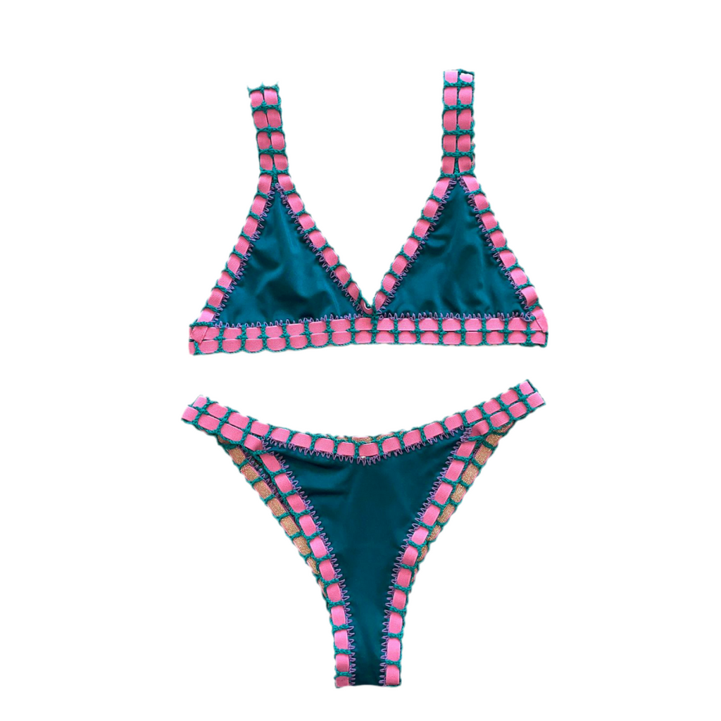 Bikini artesanal Peacock & esmerald - GALATEA SWIMWEAR