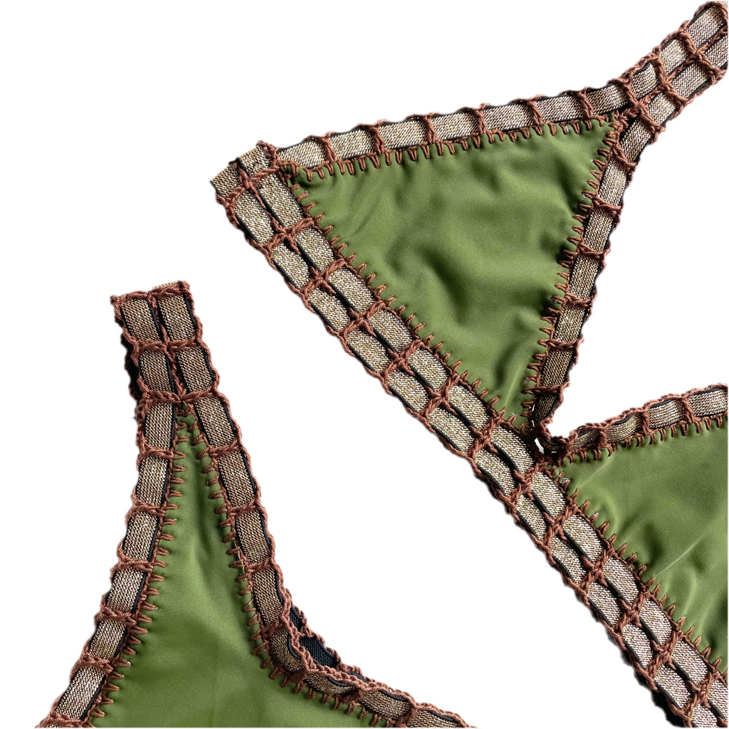 Bikini artesanal Army green & Uxmal - GALATEA SWIMWEAR