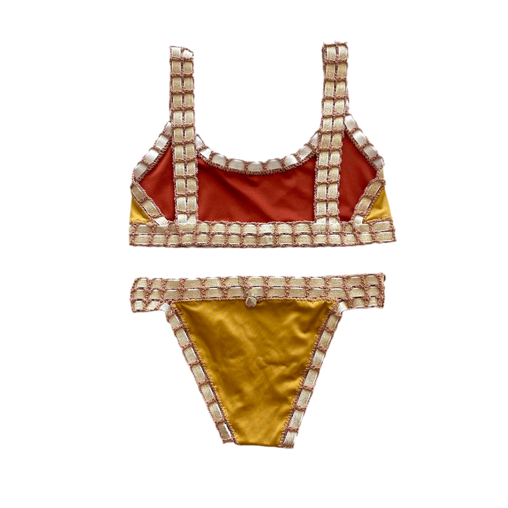 Bikini artesanal TOP SPORT Te chai & cedron - GALATEA SWIMWEAR