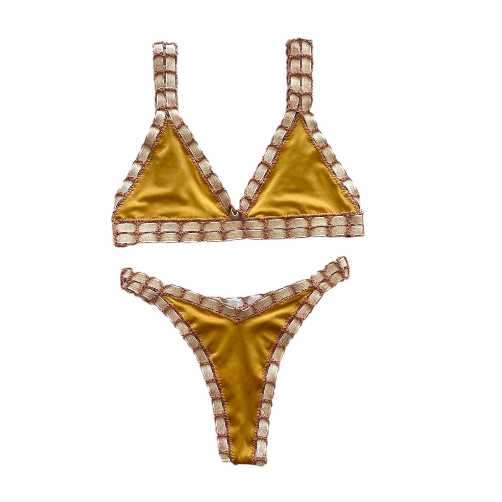 Bikini artesanal triangulo Te chai & cedron - GALATEA SWIMWEAR